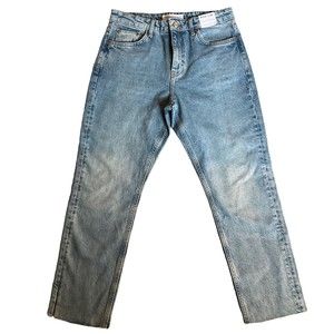 Topshop Straight Leg Jeans Womens Sz 8 UK 12 High Rise Crop Denim Light Wash NWT